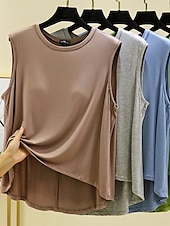 olcso Egyszerű ujjatlan felső-Női Camisole Tank Top Tömör szín Napi Alkalmi Ujjatlan Terített nyak Normál felsők Napi Fekete Arcpír rózsaszín Bíbor Lóhere Khakizöld Nyár Tavasz