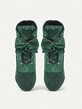 baratos anos 1930-botins femininos vitorianos com cadarço - botins de camurça verde de salto alto para fantasias vintage e steampunk