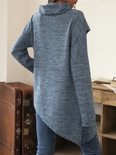 preiswerte Damen Einfache Oberteile-Damen Pullover Mode Täglich Lässig Einfarbig Gerippt Kapuze Gestrickt Langarm Normale Oberteile Stricken Täglich Ferien Ausgehen Schwarz Wein Herbst Winter