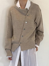 tanie Kardigany i odzież wierzchnia-Damskie Sweter Sweter rozpinany Moda Moda miejska Codzienny Jednokolorowe Prążkowany Otwarty przód Dzianiny Asymetryczne obszycie Długi rękaw Zwykłe topy Robić na drutach Święto Wyjściowe Weekend