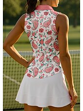 abordables Camisa de Mujer-Mujer Camisa deportiva Camisas de polo Camiseta de tenis Sin Mangas Cremallera Floral UPF50+ Resistente a los rayos UV Alta elasticidad Dispersor de humedad Transpirable Tenis Golf pepinillo Cuello