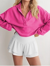 baratos Moletons e Sweatshirts Texturizados-Mulheres Pulôver Moletom Com Capuz Tecido Roupa de rua Casual Manga Longa Com Capuz Tops regulares Rua Feriado Fúcsia Cinzento Claro Cinzento Outono Inverno