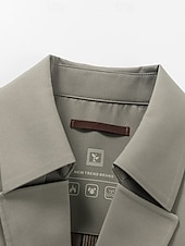 billiga Herrarnas Elite Ytterkläder-Herr Trenchcoat Formell Kontor Vår Höst Många årstider Polyester Ytterkläder Kläder Elegant Dagligen Ensfärgat Vik-över krage Enkelknäppt