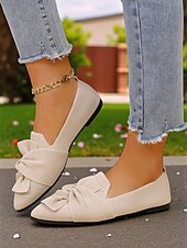 abordables Chaussures sans lacet et mocassins femme-Chaussures à enfiler Flyknit Bow pour femmes – Chaussures plates décontractées, légères et respirantes pour un usage quotidien, les pique-niques dans le jardin et les rassemblements en plein air