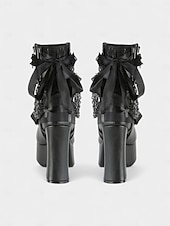 baratos Para mulheres-Botas femininas góticas plataforma – saltos de veludo com cadarço, correntes e fivelas para festas de Halloween, cosplay e punk