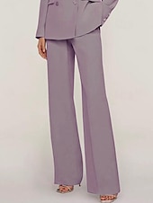 cheap Mom&#039;s Pant Suits-Pants Mother of the Bride Elegant Floor Length Ankle Length Solid Color