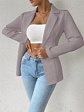 billige Blazere og dresser-Dame Blazer Bekvem Pustende Knapper Mote Moderne عادي Arbeid Daglig Normal Aftæpning Normal Langermet Yttertøy Svart Hvit Rød Vår Høst