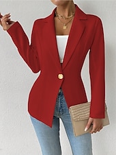 billige Blazere og dresser-Dame Blazer Bekvem Pustende Knapper Mote Moderne عادي Arbeid Daglig Normal Aftæpning Normal Langermet Yttertøy Svart Hvit Rød Vår Høst