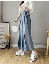 economico gamba larga e vita alta-Per donna Gamba larga Chinos Casual Lunghezza intera Naturale Semplice Gamba larga Coulisse Comodo Traspirabilità Casual Quotidiano Nero Rosa Blu Primavera Autunno Vestibilità comoda