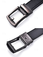 abordables Ceintures pour hommes-Ceinture en cuir véritable pour homme avec boucle à cliquet automatique – Ceinture classique ajustable pour le travail, le bureau et le quotidien