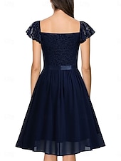 Damskie Sukienka mini Koronkowa sukienka Sukienka koktajlowa Sukienka dla gościa weselnego Szyfon Elegancja Moda Nowoczesny Na zewnątrz Spotkanie towarzyskie Regularny Równina Krótki rękaw W serek tanie Sukienki z szyfonu-Damskie Sukienka mini Koronkowa sukienka Sukienka koktajlowa Sukienka dla gościa weselnego Szyfon Elegancja Moda Nowoczesny Na zewnątrz Spotkanie towarzyskie Regularny Równina Krótki rękaw W serek