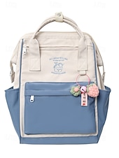 abordables Sacs à dos de Collège-Sac à dos kawaii colorblock pour adolescentes – cartable léger avec grande capacité et porte-clés en forme de fruit pour un usage quotidien et sur le campus