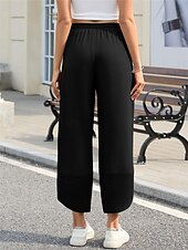 economico Pantaloni in lino e cotone semplici-Per donna Pantaloni in cotone e lino Chinos Moda Essenziale Lunghezza intera Vita Alta Semplice Tasca Coulisse Comodità All&#039;aperto Micro-elastico Vacanza Streetwear Quotidiano Esercito verde Nero Blu