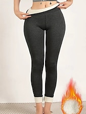 economico Leggings foderati in pile-Per donna Pantaloni in Pile Pantaloni Eleganti Leggings Streetwear Casual Lunghezza intera Naturale Semplice Elastico in vita Calore Termico Comodo Vacanza Uscire Nero grigio Grigio Grigio chiaro