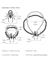 お買い得  ハロウィンアクセサリー-女性用ハロウィンスパイダージュエリーセット - ゴシックビーズチョーカー、調節可能なブレスレットとステートメントリング、コスチュームパーティー、コスプレ、不気味な夜のお出かけに最適な合金ラインストーンデザイン