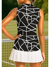 abordables Chemise pour femmes-Femmes Géométrique Marbre Hauts T-shirt de sport T-shirt POLO Chemise de tennis Sans manches Fermeture éclair UPF50+ Résistant aux UV Haute élasticité Évacuation de l'Humidité Respirant Tennis Course