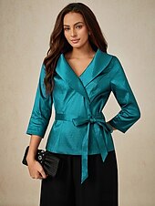 preiswerte Hosenanzüge für Mama-Zweiteilig Brautmutterkleid Elegant V Ausschnitt Knöchellänge Taft Dreiviertelarm mit Schärpe / Band Schleife(n) 2025