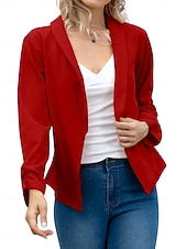 abordables Blazers et Costumes-Femmes Blazer Confortable Respirant Coupe ajustée Mode Moderne Uni Travail Quotidien Régulier Col Rabattu Coupe régulière manche longue Vêtements d&#039;extérieur Rose Claire Noir Blanche Printemps Automne