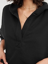 baratos Moletons e Sweatshirts Texturizados-Mulheres Casaco com capuz Manter Quente Confortável Patchwork Moda Tecido Para Noite Final de semana Pullover Padrão Com Capuz Normal Manga Longa agasalhos Preto Cinzento Claro Vermelho Rosa Outono