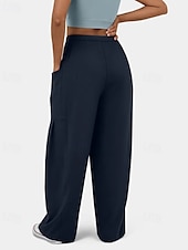 economico gamba larga e vita alta-Per donna Gamba larga Pantaloni Eleganti Streetwear Casual Lunghezza intera Naturale Semplice Tasca Design con Coulisse Elastica Comodo Streetwear Ferie Rosso violaceo Nero Verde militare Marrone