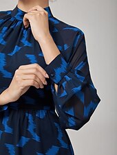 levne Květinové šaty-Elegantní geometrické šifonové maxi šaty