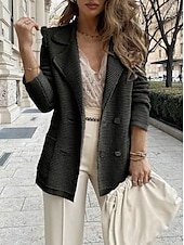 preiswerte Blazer &amp; Anzüge-Damen Blazer Bequem Atmungsaktiv Knöpfe Mode Modern Einfach Arbeit Täglich Regulär Umlegekragen Normale Passform Langarm Oberbekleidung Schwarz Weiß Rosa Frühling Herbst