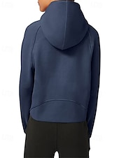 cheap Plain Tops-Women&#039;s Pullover Hoodie Sweatshirt Plain Streetwear Casual Long Sleeve Hooded Regular Tops Street Holiday Zipper Light Pink Black Pink Red Navy Blue Winter