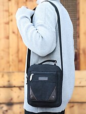 economico Borselli da uomo-Borsa a tracolla da uomo in tela resistente all&#039;acqua con design antigraffio, borsa a tracolla casual in stile vintage per esterni, viaggi e uso quotidiano