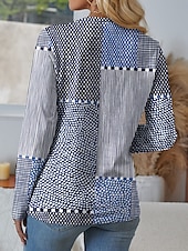  Футболка женская с длинным рукавом классический крой туника графика геометрическая винтажная повседневные обычные топы ежедневные принт розовый синий фиолетовый зеленый весна осень предосень