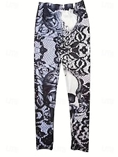 abordables Bas de Halloween-Leggings pour femmes Pantalons Impression 3D Vacances Mode Décontractée Longueur Complète Haute Taille Imprimé Graphique Floral Respirant Doux Extensible Vacances Décontracté Quotidien Bleu Œuf de
