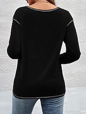 tanie gładka koszulka-Damskie Bluzka Jednokolorowe Elegancki Codzienny Długi rękaw Półgolf Zwykłe topy Codzienny Niejednolita całość Czarny Rumiany róż Wino Khaki Jasnoniebieski Jesień