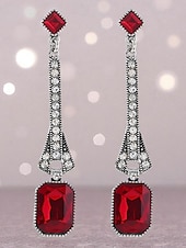 cheap Women&#039;s Earring-Women&#039;s 1920s Gatsby Drop Earrings - Art Deco Long Dangle Earrings with Blue Gemstones and Rhinestones for Roaring Twenties Parties