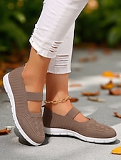economico Sneakers da donna-Sneakers Mary Jane Flyknit da donna: scarpe da passeggio leggere con cinturino elastico per viaggi, palestra e weekend
