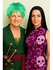 economico Parrucche di Coppia-un pezzo roronoa zoro parrucche breve roronoa zoro un pezzo parrucche verde cosplay capelli sintetici anime del partito sintetico di halloween