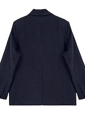 abordables Blusas Sencillas-Blazer de lino y tencel para mujer, transpirable, con bolsillos y botones, elegante, vintage, a la moda, para uso diario, color liso, formal, para oficina o carrera, informal, de botonadura sencilla,