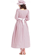  250e anniversaire des États-Unis 19ème siècle années 1800 Costume de cosplay Robe Prairie Ensemble bonnet et tablier Fille pionnière Epoque Coloniale Pionnier Guerre d'indépendance américaine Fleuri