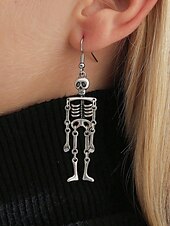 economico Accessori di Halloween-orecchini pendenti da donna a forma di scheletro di Halloween – materiale in lega, design a forma di osso mobile, divertenti gioielli spettrali per feste, cosplay ed eventi in costume