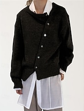 tanie Kardigany i odzież wierzchnia-Damskie Sweter Sweter rozpinany Moda Moda miejska Codzienny Jednokolorowe Prążkowany Otwarty przód Dzianiny Asymetryczne obszycie Długi rękaw Zwykłe topy Robić na drutach Święto Wyjściowe Weekend