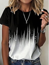 ieftine tricou Art &amp; Design-Pentru femei Tricou Ombre Grafic Bloc Culoare Epocă Stilat Clasic Manșon scurt Stil Nautic Rotund Topuri obișnuite Zilnic Imprimeu Negru Albastru piscină Fucsia Maro Trifoi Vară Primăvară