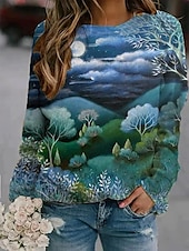 ieftine Artă și design topuri-Pentru femei Hanorace Grafic Casual Manșon Lung Stil Nautic Topuri obișnuite Stradă Zilnice Casual Imprimeu Bleumarin Gri Deschis Albastru Închis Primăvară Toamnă Iarnă