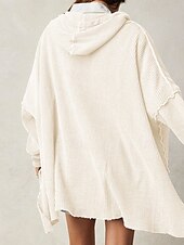 economico Felpe e Sweatshirt Texturizzati-Per donna Felpa con cappuccio Semplice Moderno Casual Manica Lunga Con Cappuccio Top Regolari Ferie Uscire Tasca Nero Blu Viola Marrone Beige Autunno