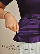 baratos Tops elegantes-Mulheres Côr Sólida à moda Aberto para a Lateral Com cinto Beringela Verão Primavera Outono