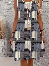 ieftine Rochii cu dungi și geometrice-Pentru femei Rochie Mini Rochie de Vară Rochie A line Rochie cu umeri Vacanță Casual Boho Concediu Plajă Fit regulat Ombre Grafic Animal Fără manșon Stil Nautic Albastru piscină Vară Primăvară