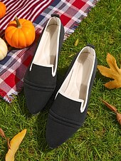abordables Ballerines femme-Ballerines Flyknit beiges pour femmes à bout pointu – des ballerines légères et décontractées à enfiler pour les pique-niques d&#039;automne, les champs de citrouilles et les cafés du week-end