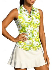 abordables Camisa de Mujer-Mujer Camisa deportiva Camisas de polo Camiseta de tenis Sin Mangas Cremallera Floral UPF50+ Resistente a los rayos UV Alta elasticidad Dispersor de humedad Transpirable Tenis Golf pepinillo Cuello