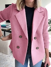 preiswerte Wintermäntel-Damen Mantel Bequem Atmungsaktiv Knöpfe Mode Täglich Einfach Outdoor Lässig Täglich Einreihig Regulär Revers Normale Passform Langarm Oberbekleidung Hellblau Schwarz Rosa Frühling Herbst