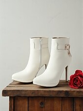 baratos Botas de tornozelo-Botas femininas de salto alto com fivela decorativa - elegantes botas de salto agulha com bico fino para uso casual de negócios e moda urbana