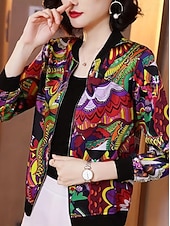 preiswerte Bomberjacke-Damen Freizeitjacke Warm Schnelltrocknend Reißverschluss Tasche Elegant Mode Täglich Einfach Tarnung Urlaub Lässig Täglich Ferien Kurz Baseball-Kragen Normale Passform Langarm Oberbekleidung Fuchsie
