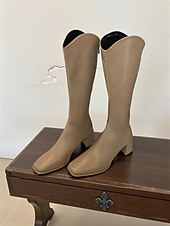 levne Jezdecké boty-Dámské jezdecké boty z pravé kůže - městská móda s hranatou špičkou a blokovým podpatkem v jezdeckém stylu pro ležérní a elegantní outfity
