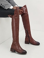 preiswerte Reitboots-Overknee-Stiefel für Damen mit seitlichem Reißverschluss, niedriger Blockabsatz im Reitstil für lässige Streetwear und urbane Outfits